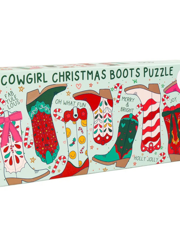 Christmas Western Cowgirl Boots - 400 Piece Jigsaw Puzzle