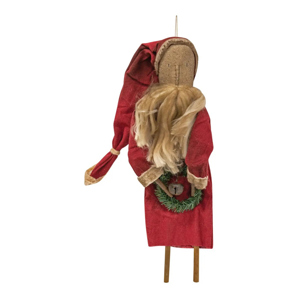 hanging Father Christmas with wreath