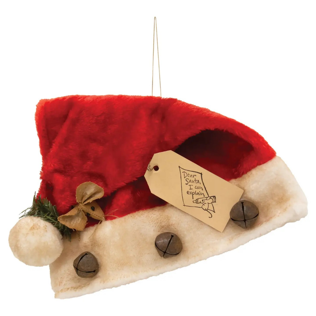 peeping mouse santa hat