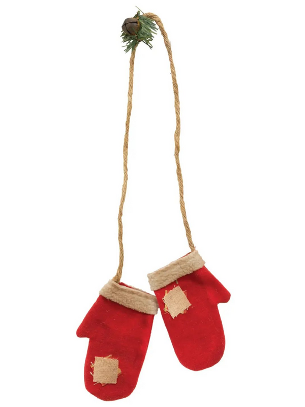 primitive fabric mittens ornament