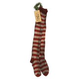 primitive red striped stocking ornament