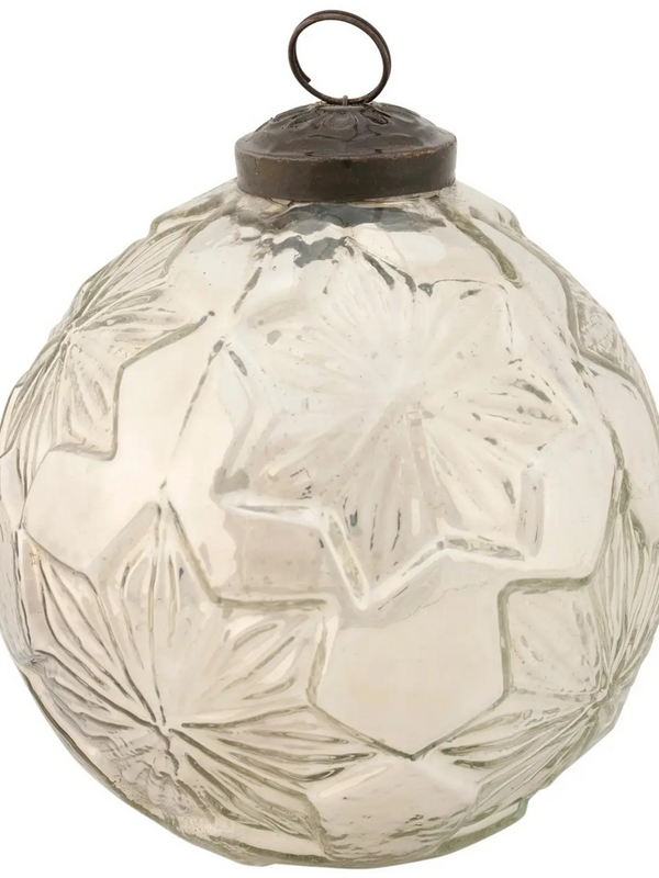 Silver Snowflake Glass Ornament