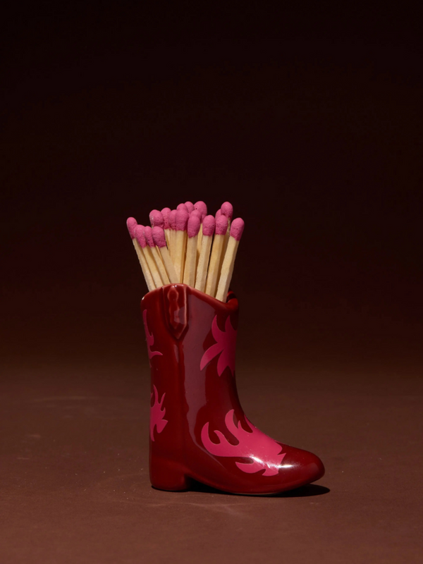 Red & Pink flame Cowboy boot match set