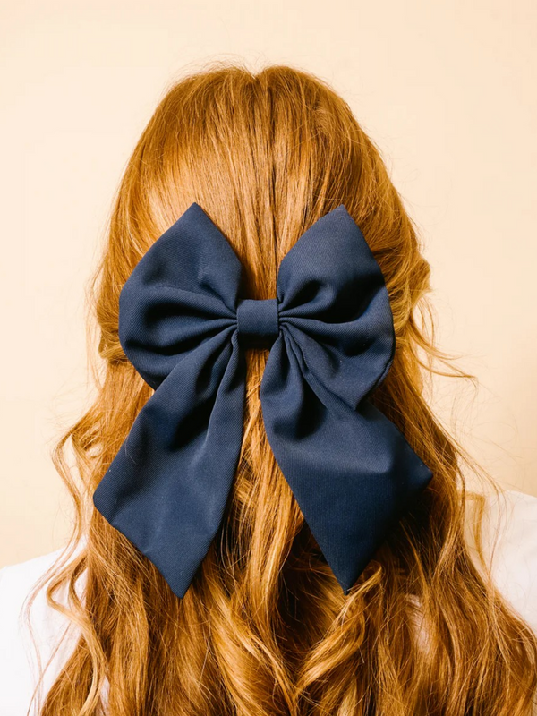 navy hair bow claw