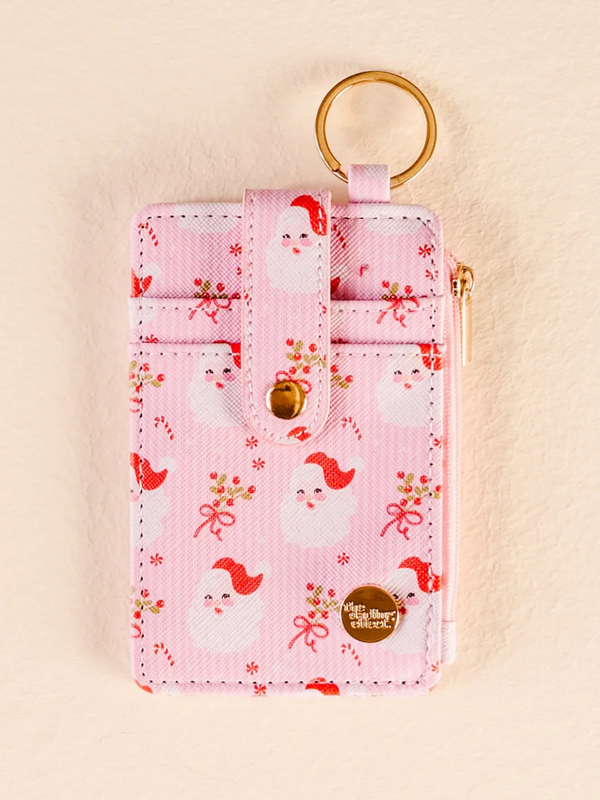 holly jolly santa keychain wallet