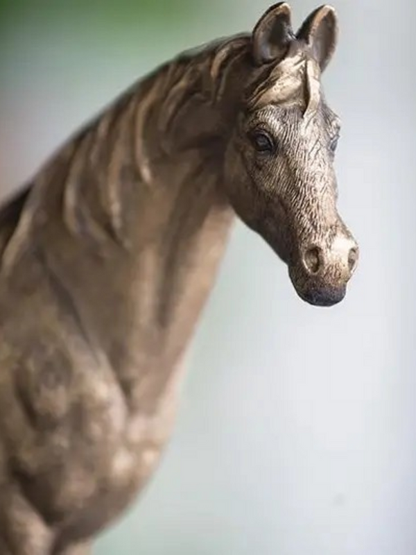 Rustic Polyresin Standing Copper Horse Statue