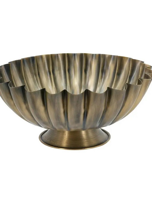 .5x5.5" Bronze Iron Pedestal Bowl with Scalloped Design
