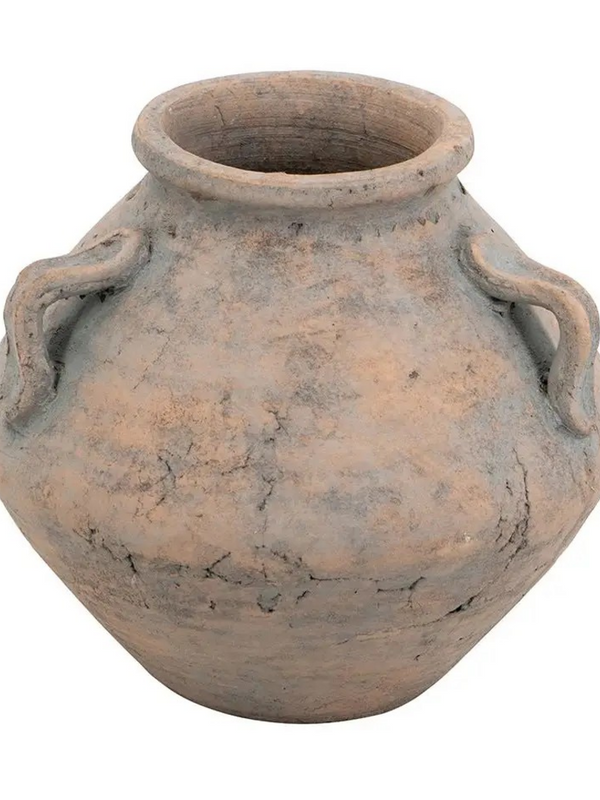 10x9" Tapered Terracotta Vase w/ Decorative Handles
