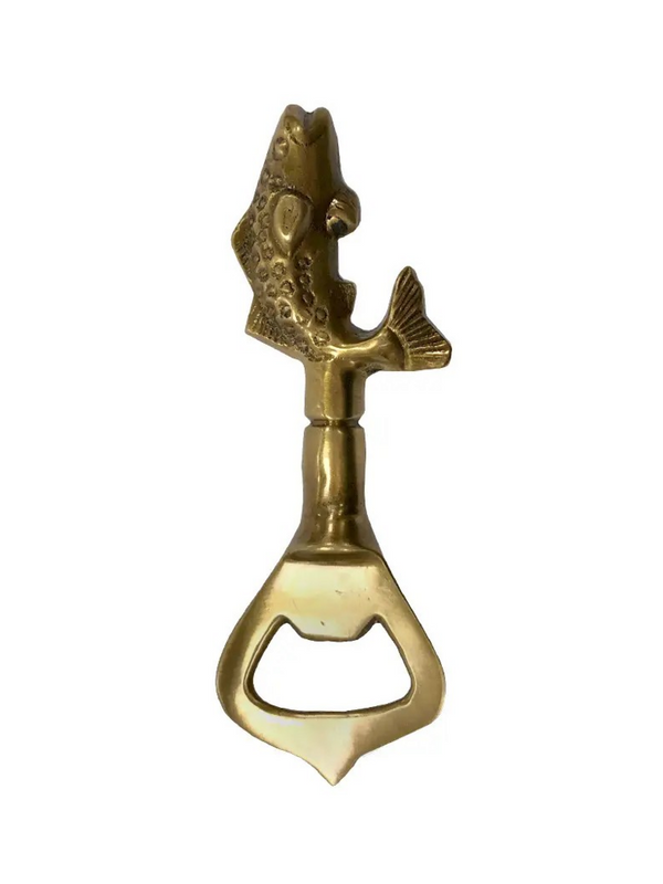 Antiqued Solid Brass Vintage Fish Bottle Opener