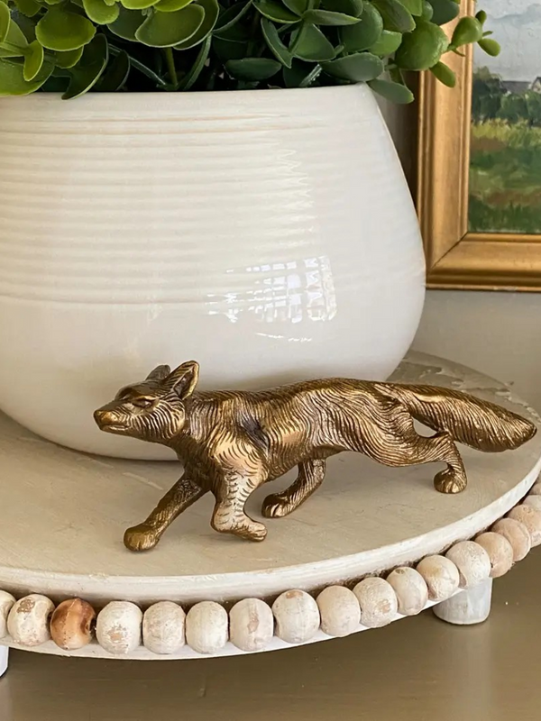 Solid Antiqued Brass Running Fox Tabletop