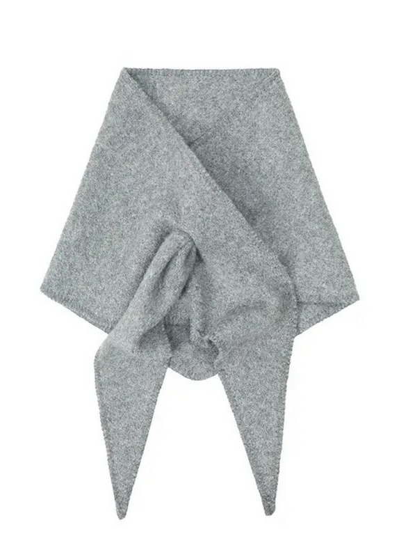 gray solid knit triangle scarf