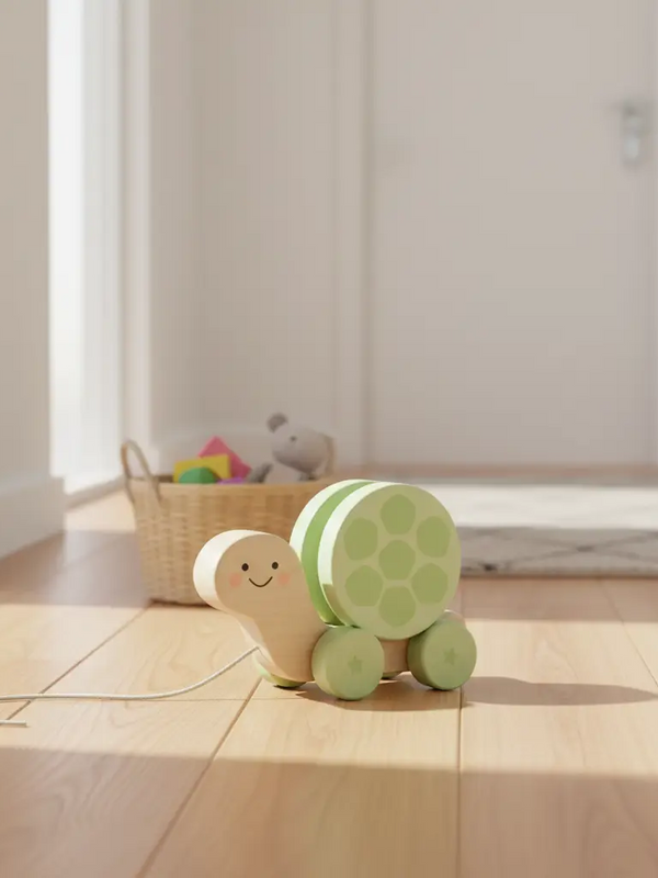 Turtle Wooden Pull Toy, Rattle Shell