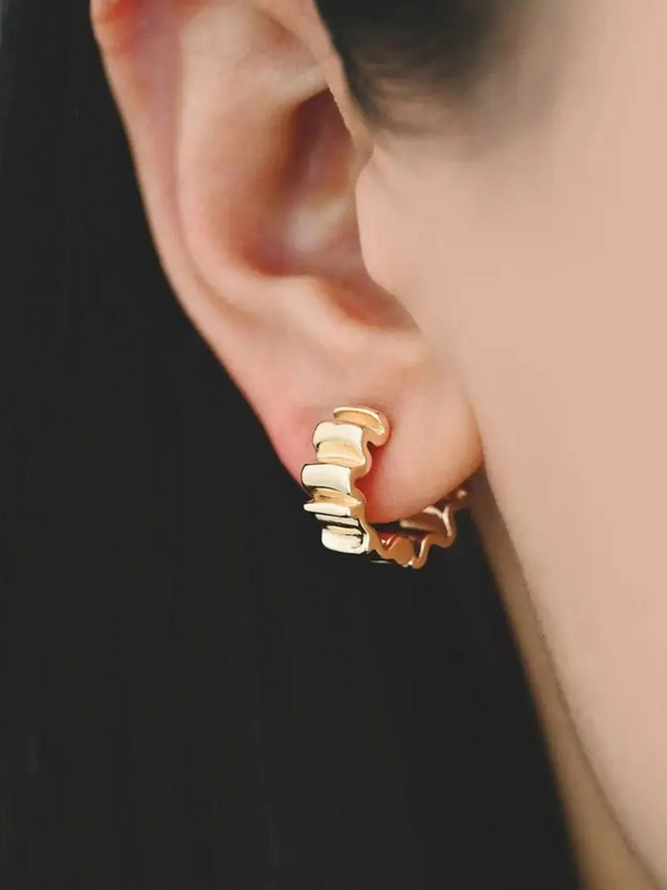 gold wave huggie hoops