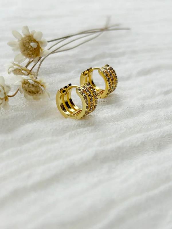 triple huggie hoops