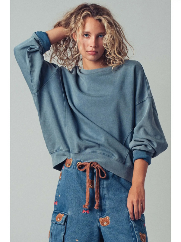 French Navy Pigment Washed Relaxed Fit Sweatshirt