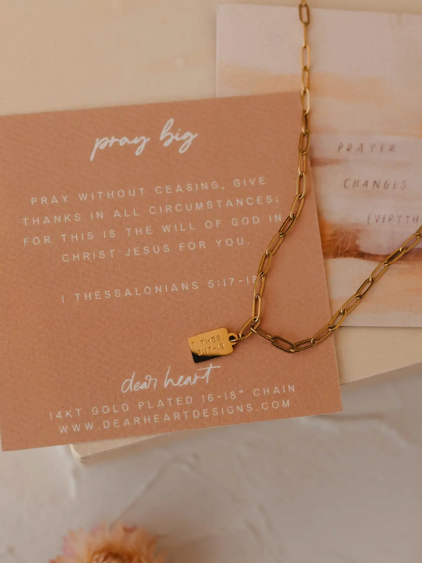 pray big mini tag necklace