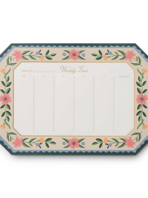 floral boarder weekly desk pad