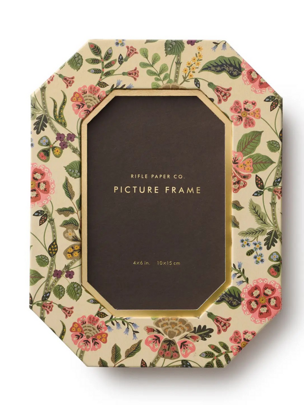 4x6 cream multi floral octagon photo frame