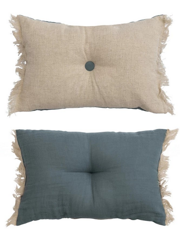 Two-sided Linen tufted Lumbar Pillow