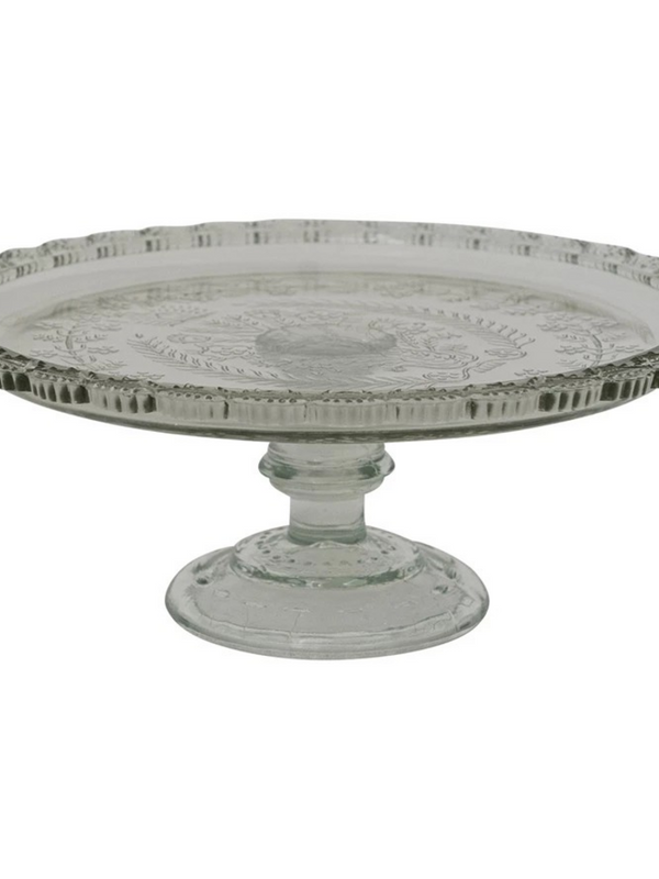 Pressed Glass Pedestal with Scalloped Edge