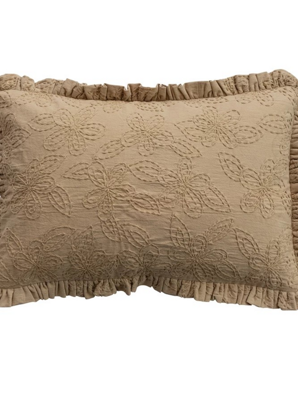 Woven Cotton Lumbar Kantha Pillow