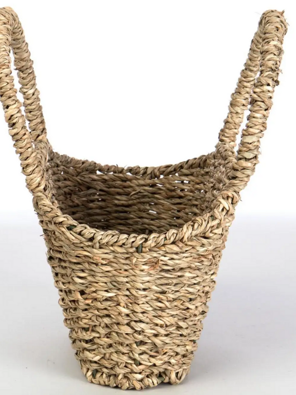 oval seagrass mini basket with handles