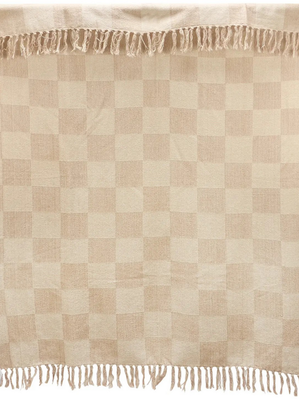 Cream Checkerboard Throw