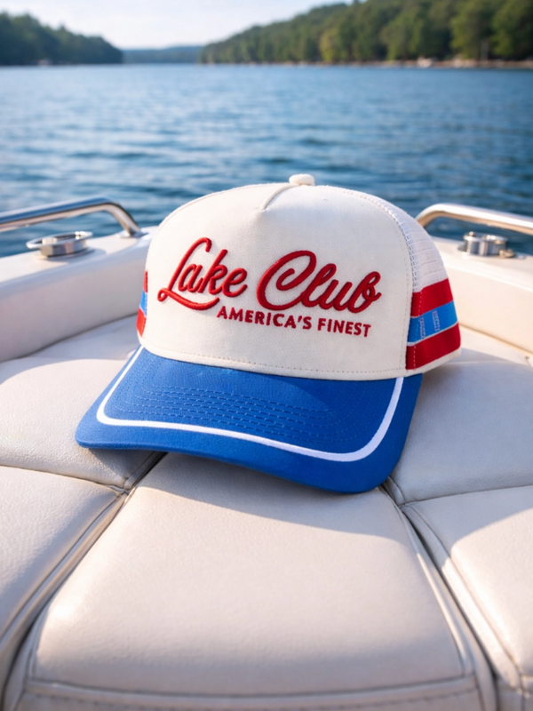 lake club america's finest trucker hat