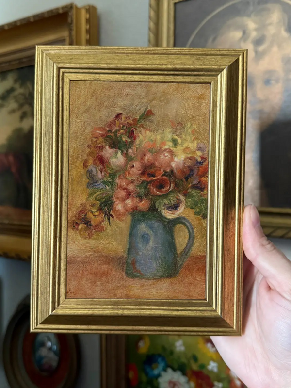 vintage style flowers in vase art print in a frame