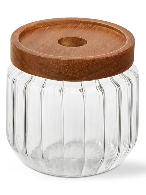 small ribbed glass canister