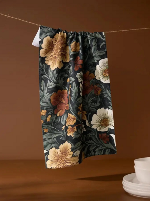 classic floral tea towel