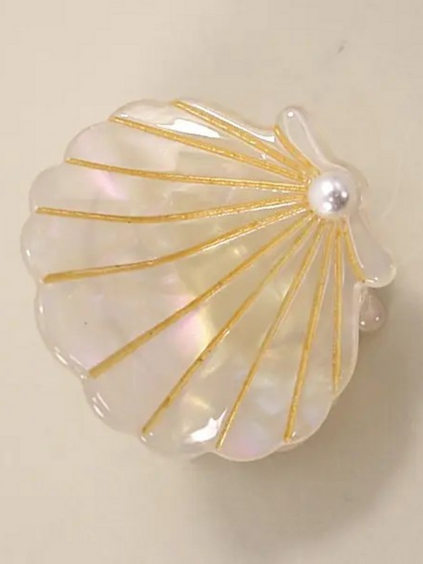 small white beach seashell hair claw