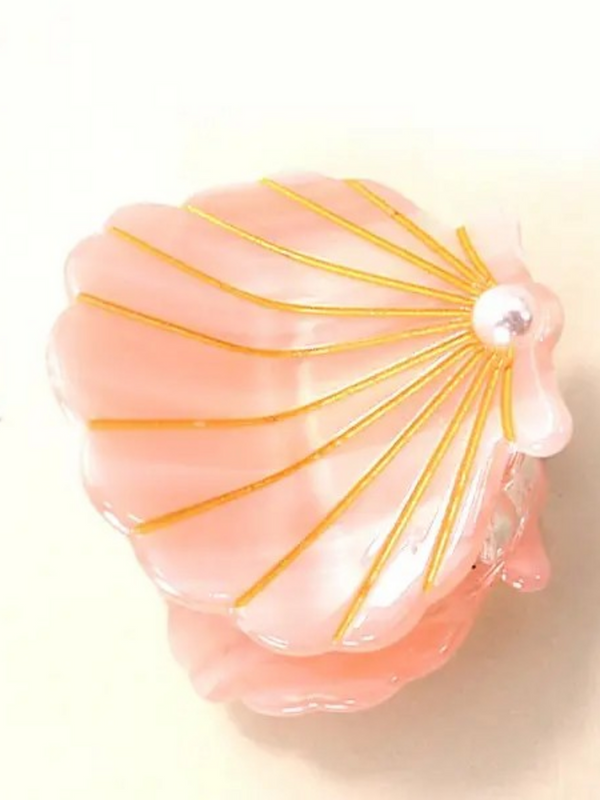 small peach beach seashell hair claw