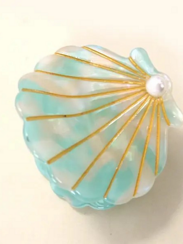 small mint beach seashell hair claw