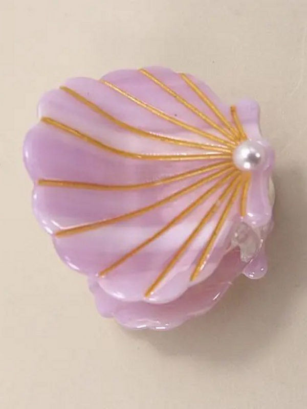 small lilac beach seashell hair claw