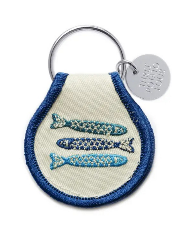tinned fish patch keychain