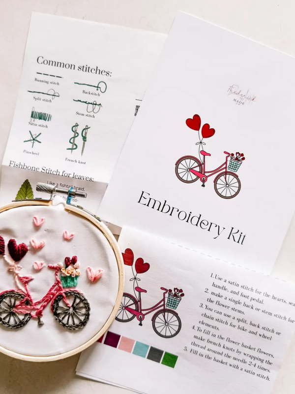 spring bike embroidery kit