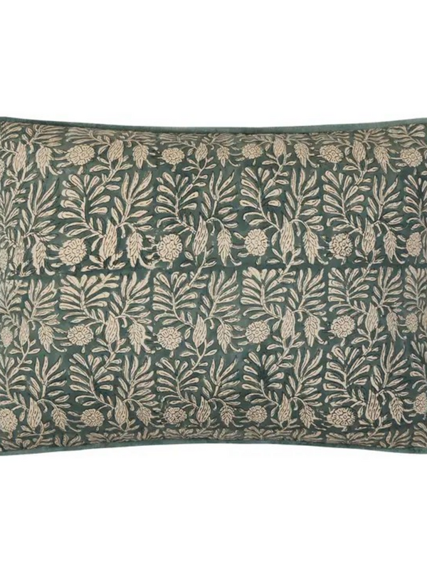 block print leaf squares pillow