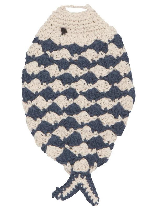 blue fish crochet sponge