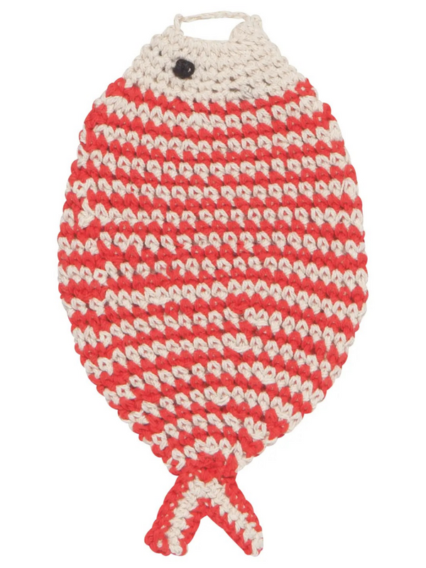 red fish crochet sponge