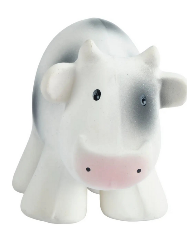 Cow Natural Organic Rubber Teether, Rattle & Bath Toy