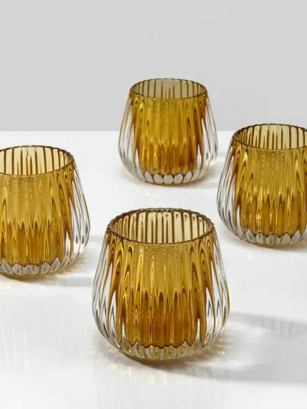 Amber Onion Optic Glass Candleholder