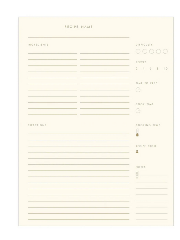 French Vanilla & Gold Recipe Book