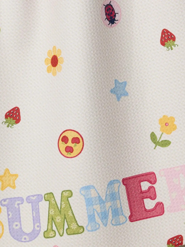 summer alphabet tea towel