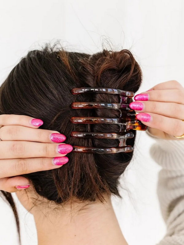 amber 5 prong hair claw
