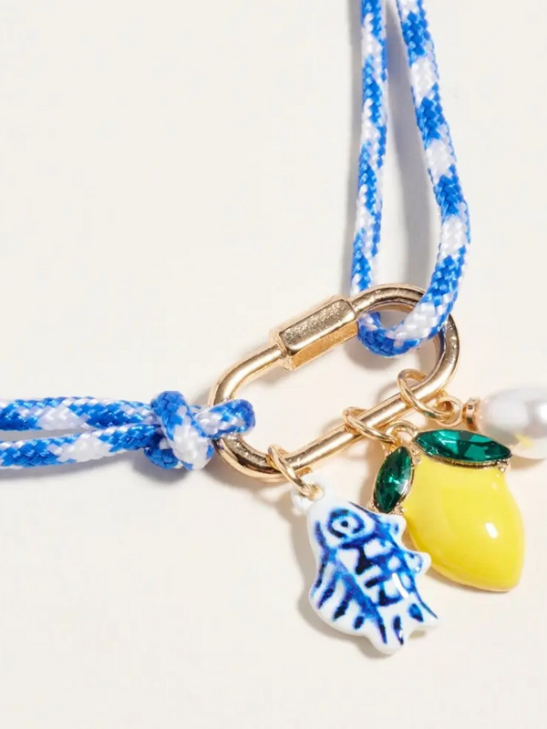 sardine rope bracelet with gold carabiner