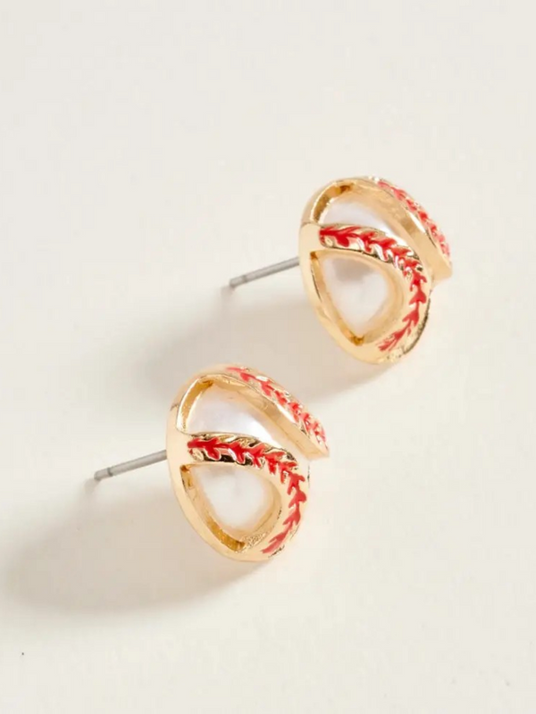baseball stud earrings
