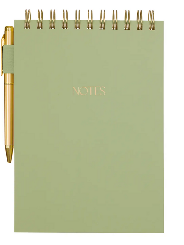 sage steno pad with pen