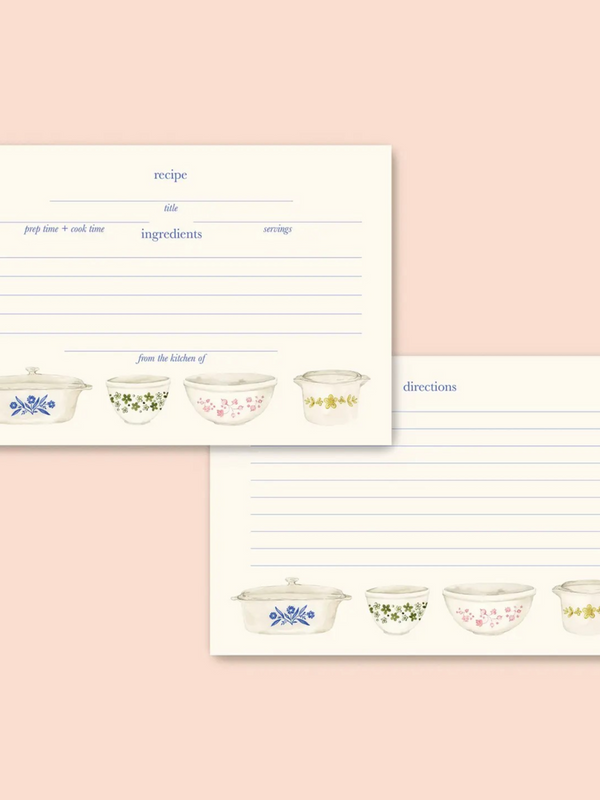 pyrex inspired recipe cards