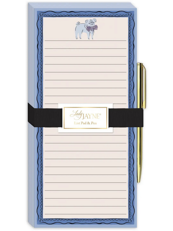 Pug Magnetic List Pad with Pen